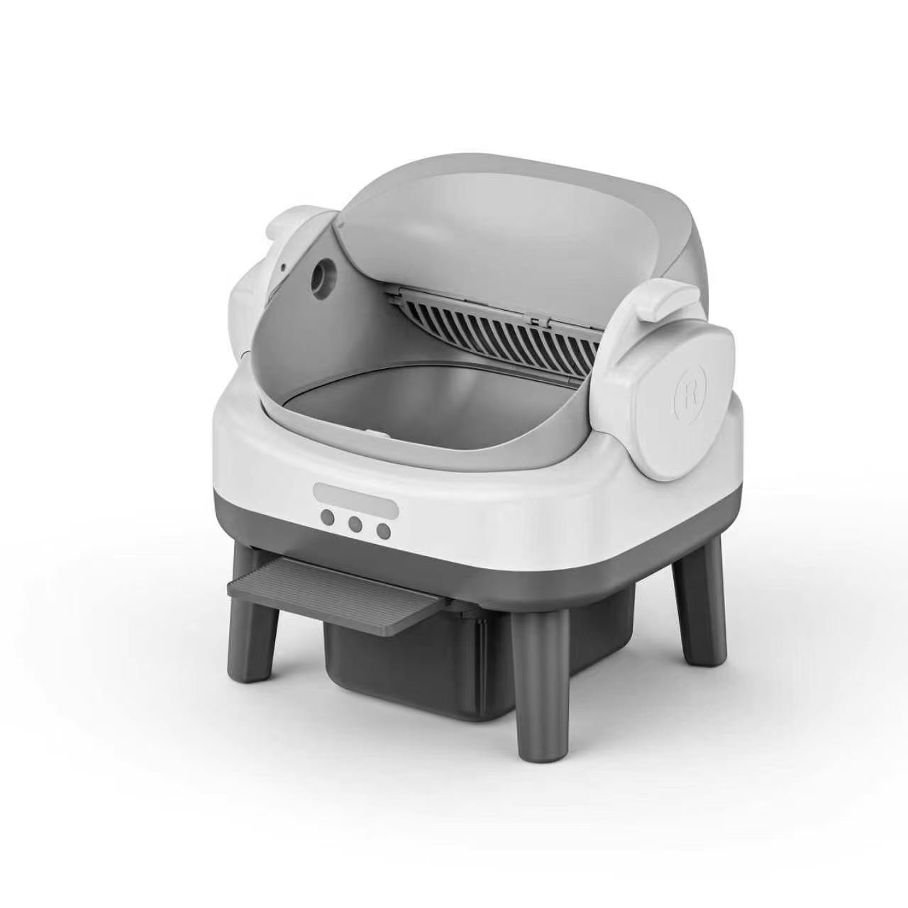 Semi-Open Automatic Cat Litter Box with Safety Sensors