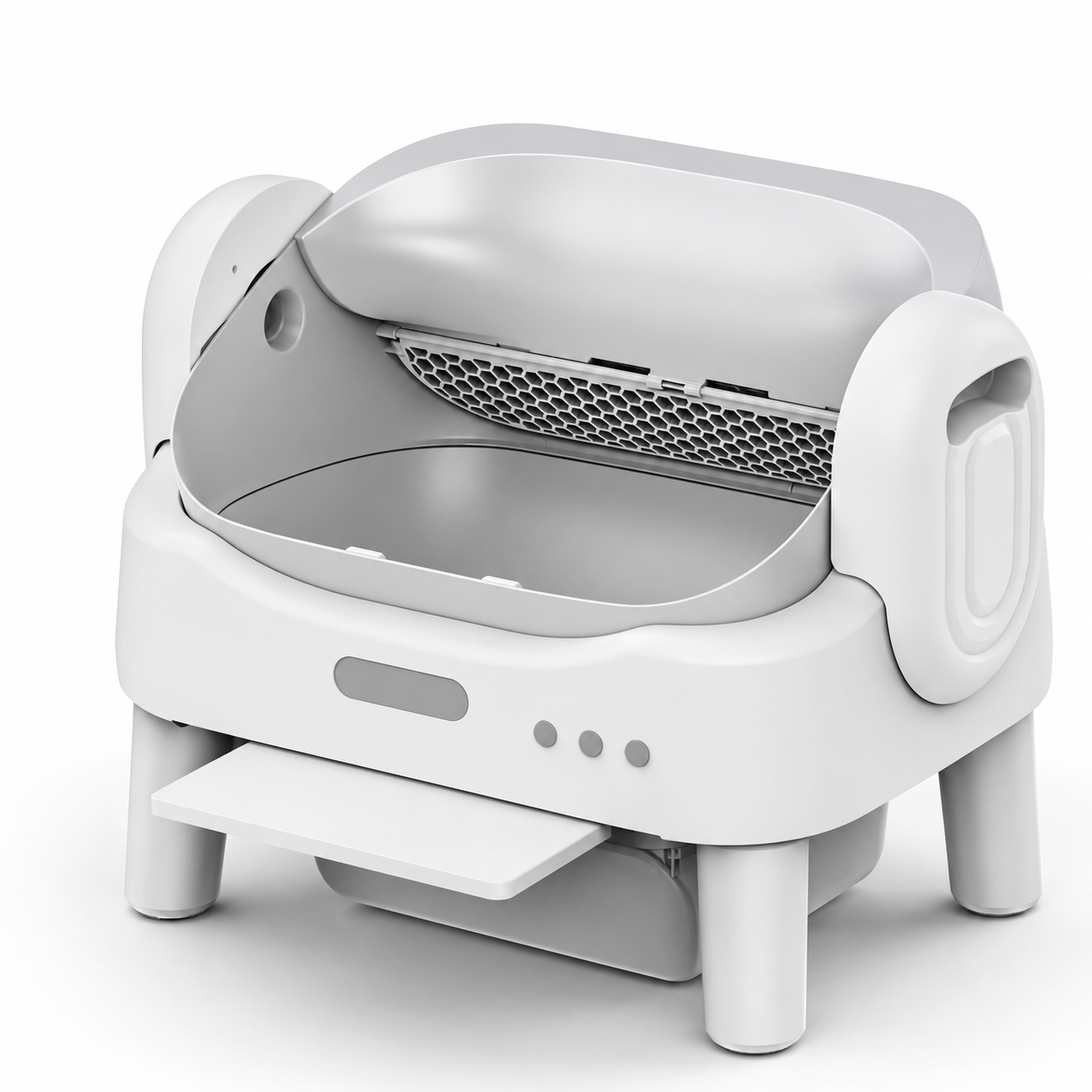 Semi-Open Automatic Cat Litter Box with Safety Sensors