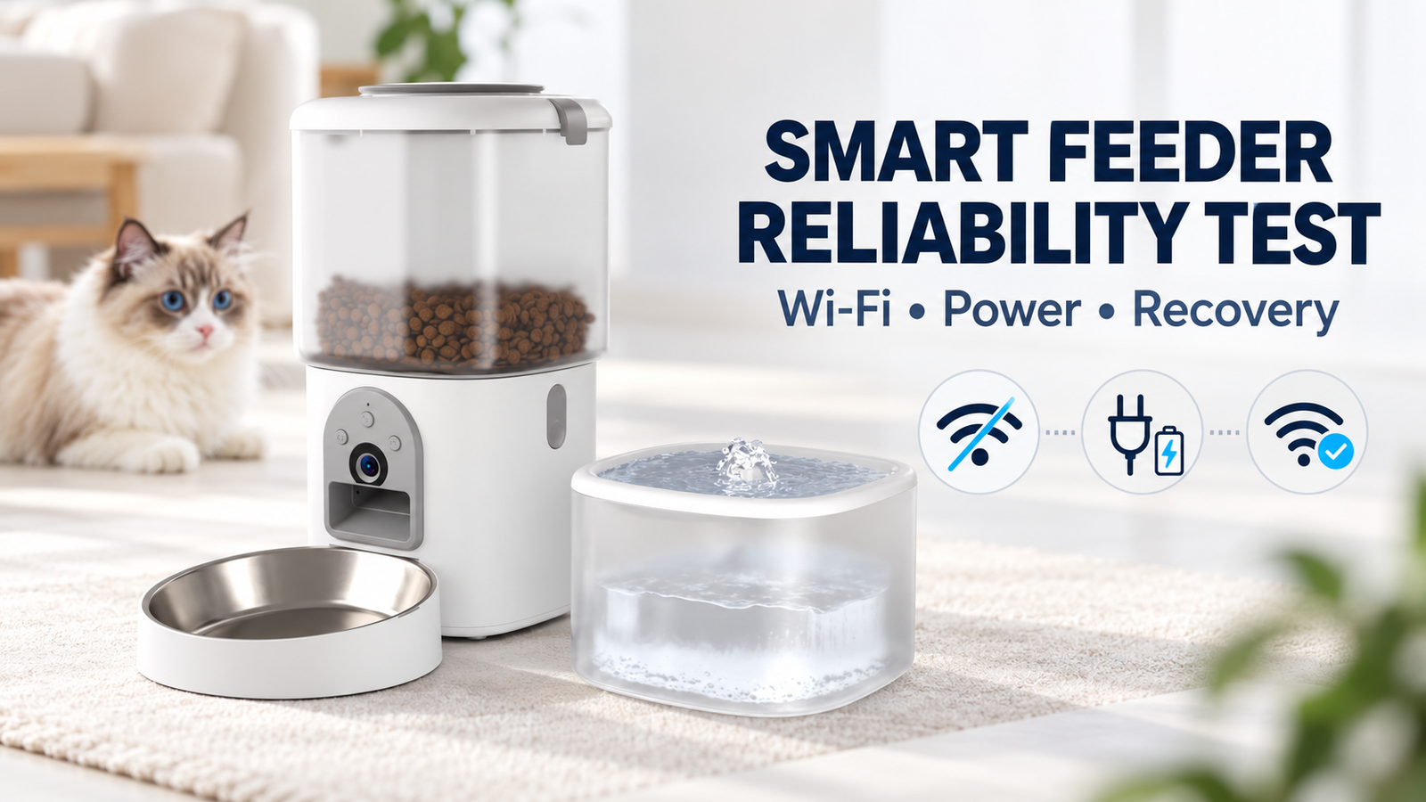 PC-F8 smart pet feeder testing: Wi-Fi, backup power and recovery checks